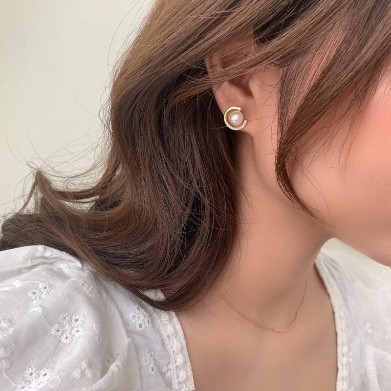 [COD] ANTING WANITA BULAT MUTIARA MODEL SABIT ELEGAN SIMPEL