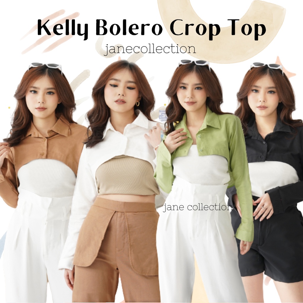 JANE COLLECTION || Outerwear Korea Atasan Wanita Lengan Panjang Bolero Oversize CropTop Cardigan Jum