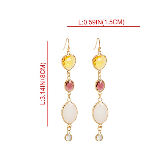 LRC Anting Gantung Fashion Color Alloy Pearl Flower Earrings F72472