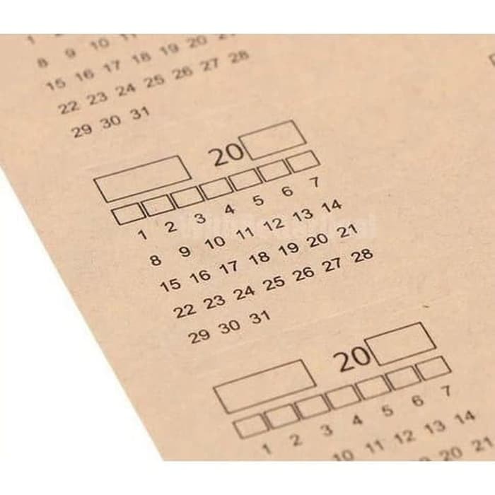 Kraft Paper Calendar Sticker - Stiker Kalender (2 sheets)