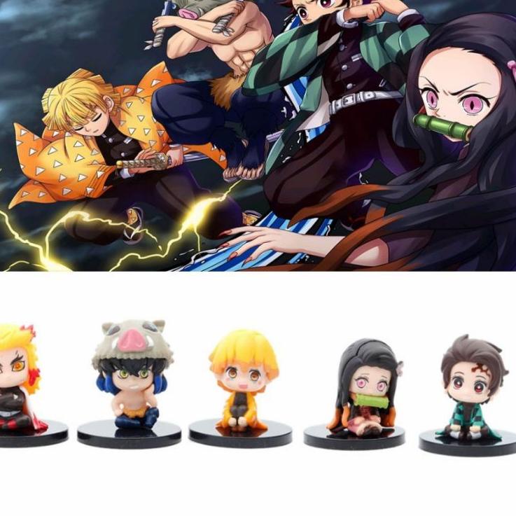 ♞ (BISA )ACTION FIGURE DEMON SLAYER KIMETSU NO YAIBA chibi tanjiro inosuke zenitsu ♪