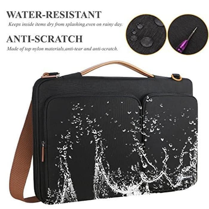 BRINCH Long Strap Tas Laptop Bag Selempang jinjing anti air waterproof 15 - 15.6 inch - Black