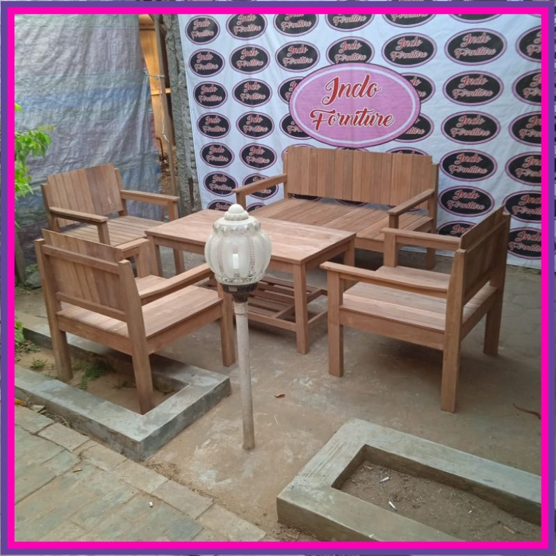 Kursi tamu minimalis meja dan kursi ruang tamu kayu bengkirai Kalimantan