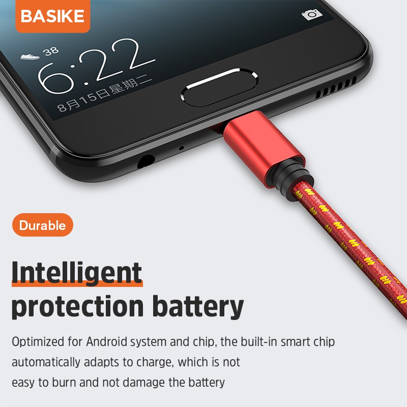 Kabel Data Fast Charging BASIKE Micro USB Cable Android Tangle-free Charger Xiaomi Samsung Vivo OPPO Mobile Cables Converters-2