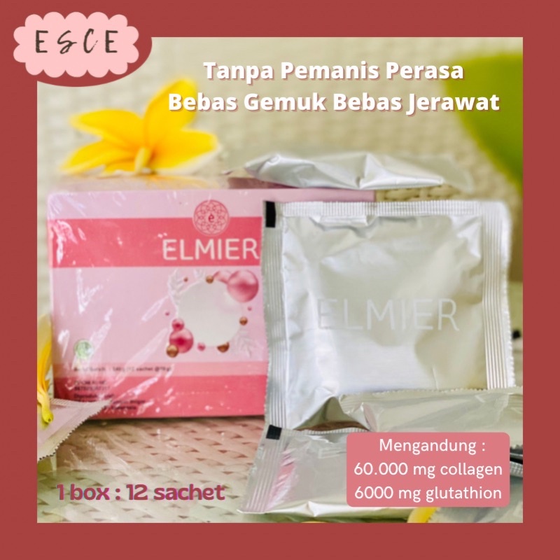 ESCE ELMIER COLLAGEN KOLAGEN ANTI AGING NO SUGAR PREMIUM DRINK GRADE ORIGINAL ANTI BOPENG JERAWAT