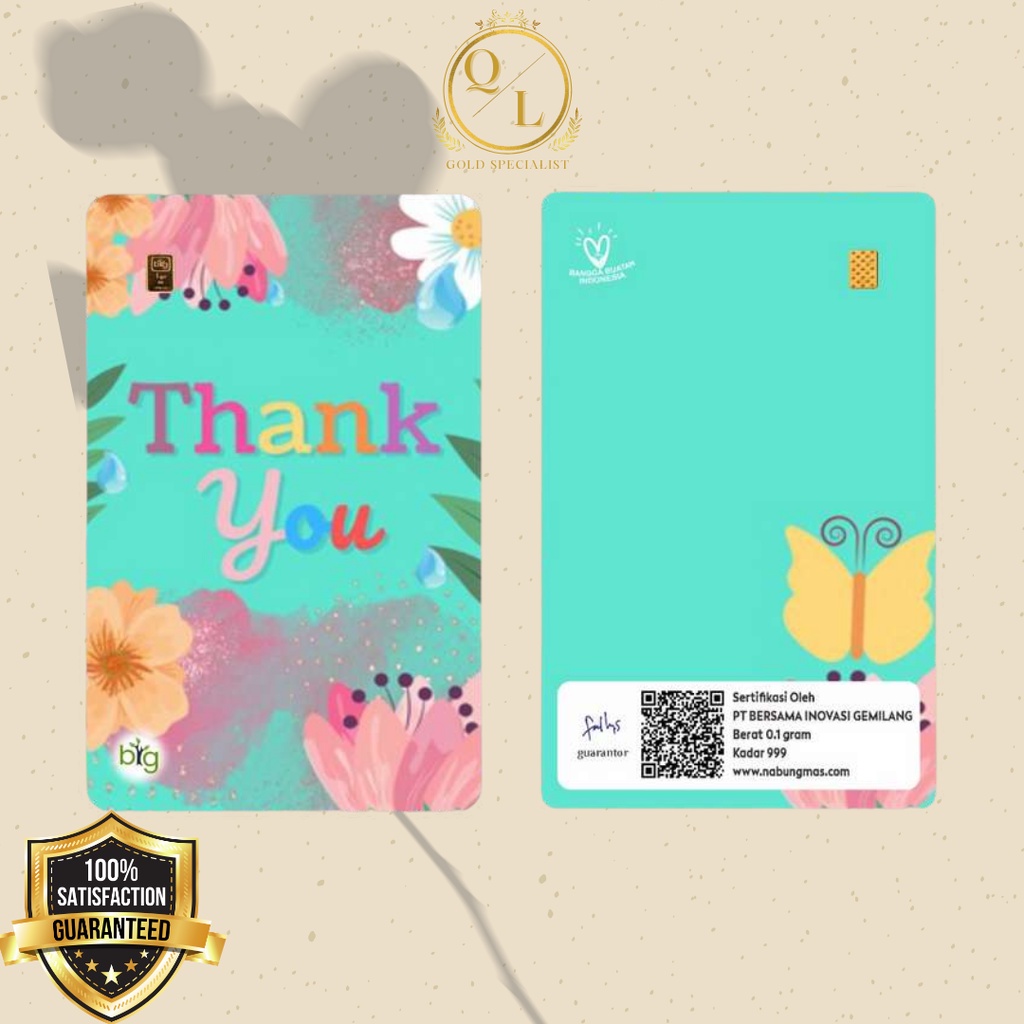 Logam Mulia LM Emas Mini Emasin BIG Gold Minigold 24K Gift Greeting / Ucapan - Thankyou & Congratula