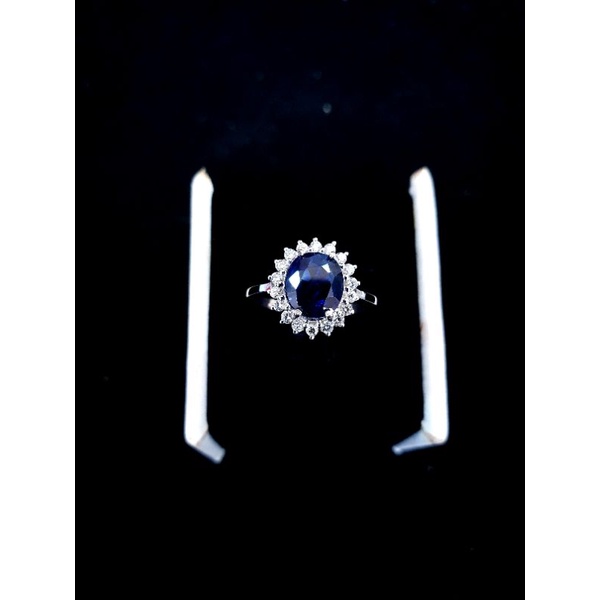 cincin lady day emas putih berlian batu safir