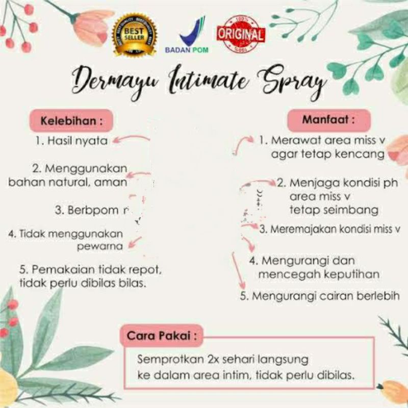 DERMAYU INTIMATE SPRAY KEWANITAAN ORIGINAL BPOM