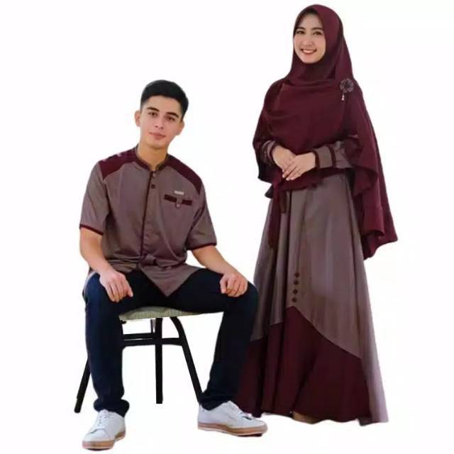 Baju kapel ) Samawa kapel syari set / gamis pasangan syat'i / setelan hijab
