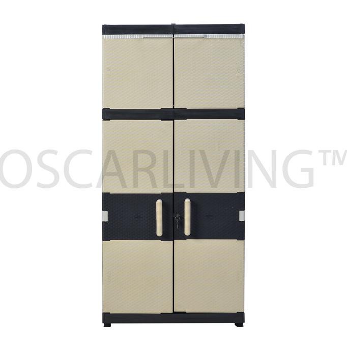Lemari Plastik Lemari Baju Akako Gantung Lb-14 Rotan Cream Pillowg