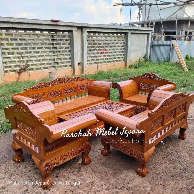 Sofa Jati Kursi Tamu Jumbo Ukir asli Jepara , kursi kuku macan jumbo jati