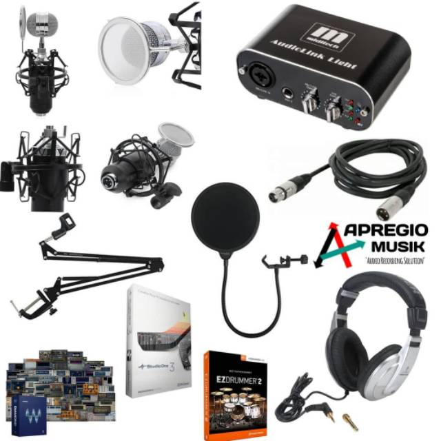 Paket recording miditech audiolink light BM8000 hpm1000 lengkap