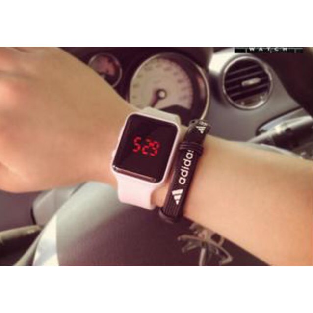 LED Watch - Jam Tangan Pria dan Wanita Apple Imitation Putih Hitam