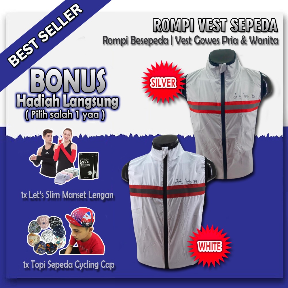 Rompi Sepeda Lipat Unisex Pria Wanita Bersepeda Gowes Vest Reflektor