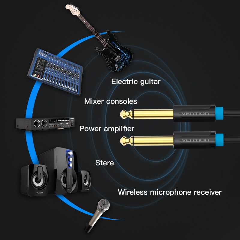 Vention Kabel Gitar 6.5 Jack Ke 6.5mm untuk Amplifier Stereo Gitar