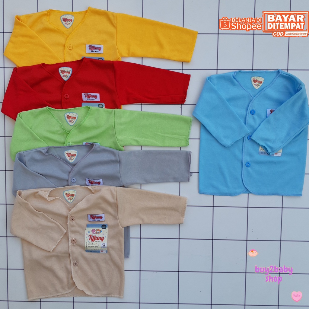Baju bayi lengan panjang katun full color Tiffany 0-3 Bulan isi 6 PCS