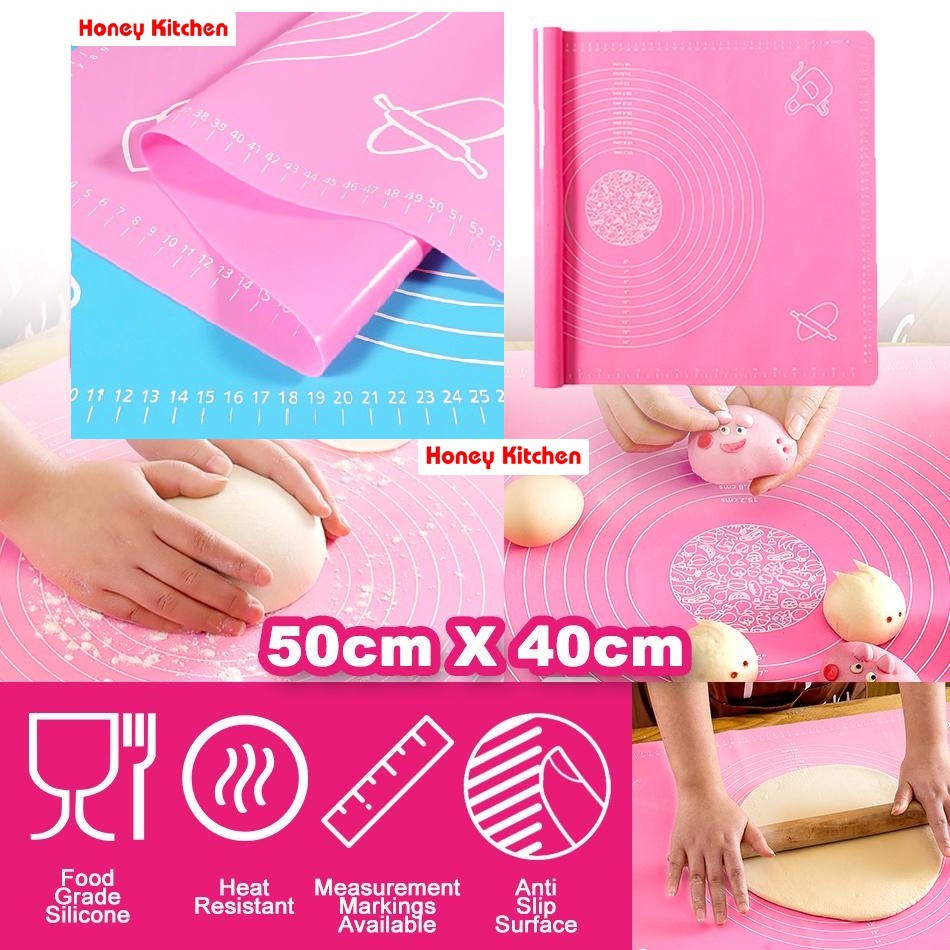 HONEY KITCHEN SILICON MAT 50X40 CM TATAKAN BAKING ROTI PIZZA FONDANT