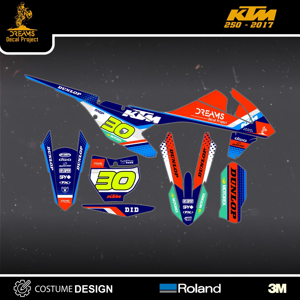 Decal Sticker KTM 250 2017 Biru Orange