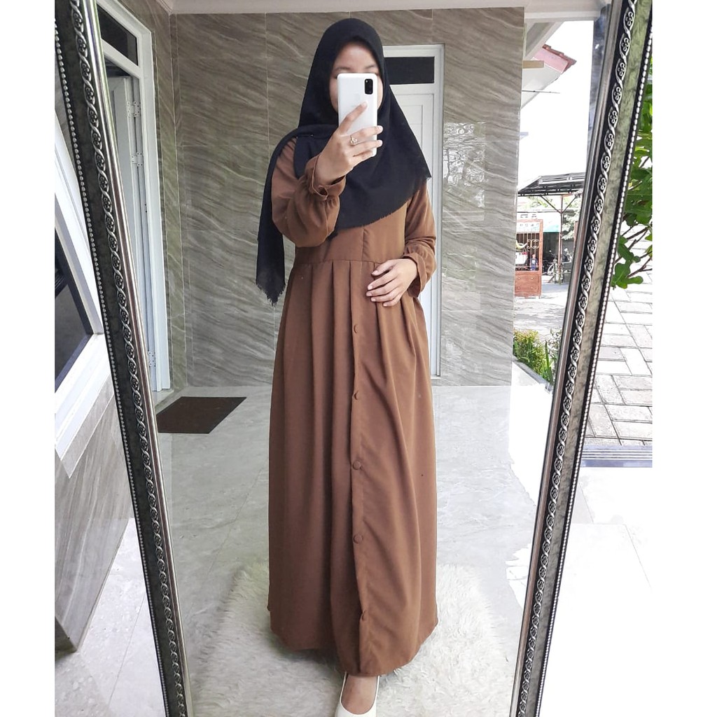 Gamis Wolfis Tebal / Dress Basic Kancing