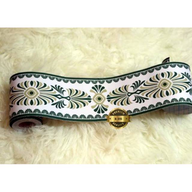 Border lis / wallborder pembatas wallpaper dinding motif batik hijau ukuran 10 cm x 10 m