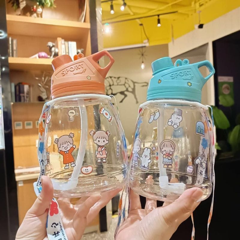 Botol Viral Korea Kecil Warna Warni Pelangi Gemoy Transparan Botol Stiker