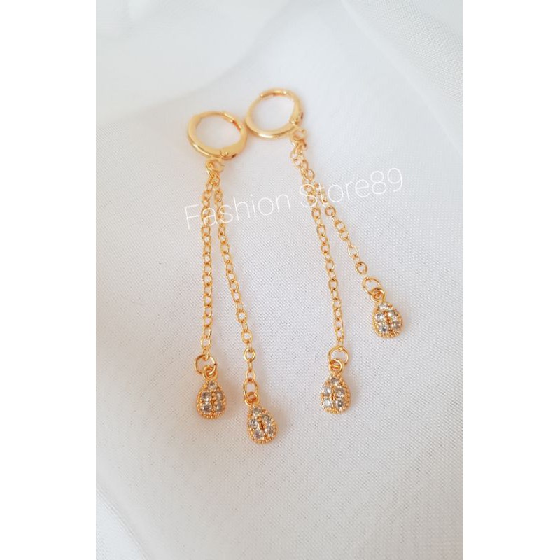 Anting Jurai Panjang Permata impor xuping perhiasan replica emas xuping fashion