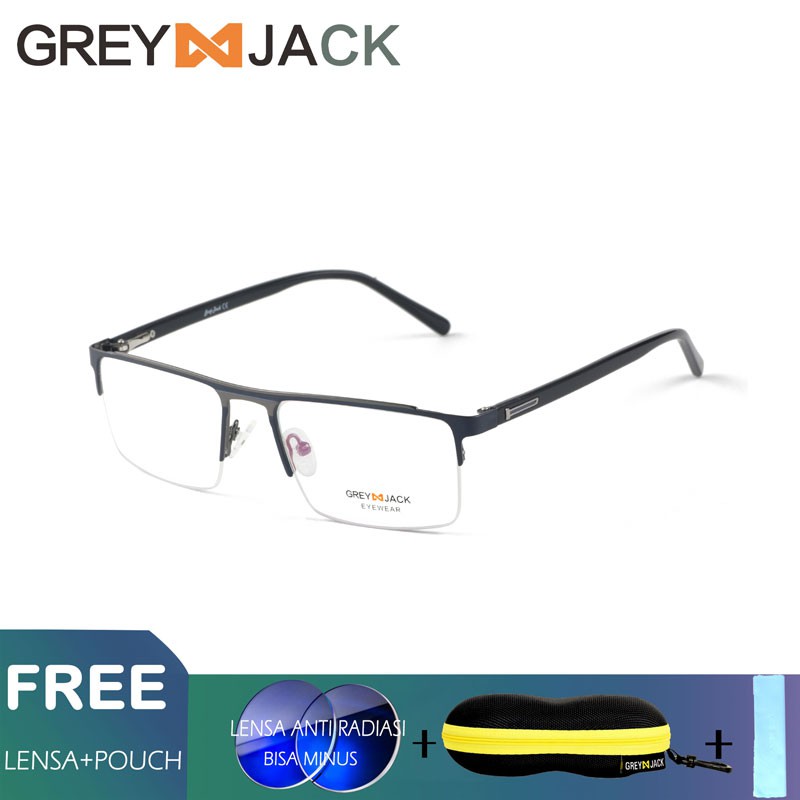

Grey Jack Frame Kacamata Titanium Metal Fashion Free Lensa anti radiasi Blue Ray,5044