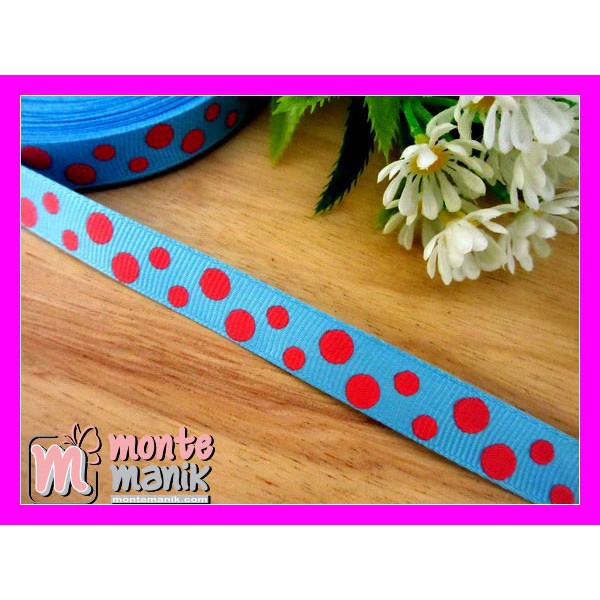 

Bahan Craft Pita Grosgrain Motif Polka 1/2 inch - PITA-034