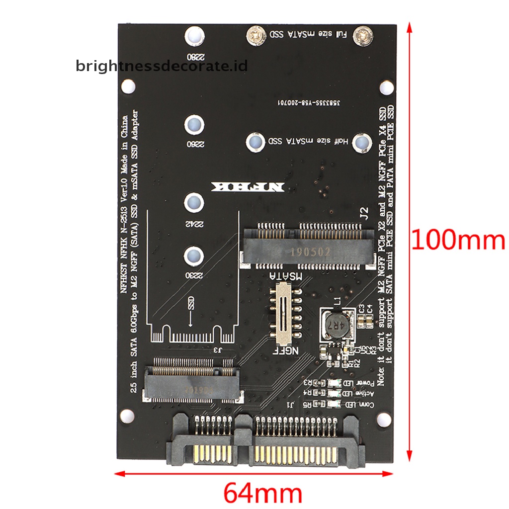 M.2 Ngff Msata Ssd Ke Sata 3.0 2 In 1 Kartu Adaptor Konverter Untuk Pc