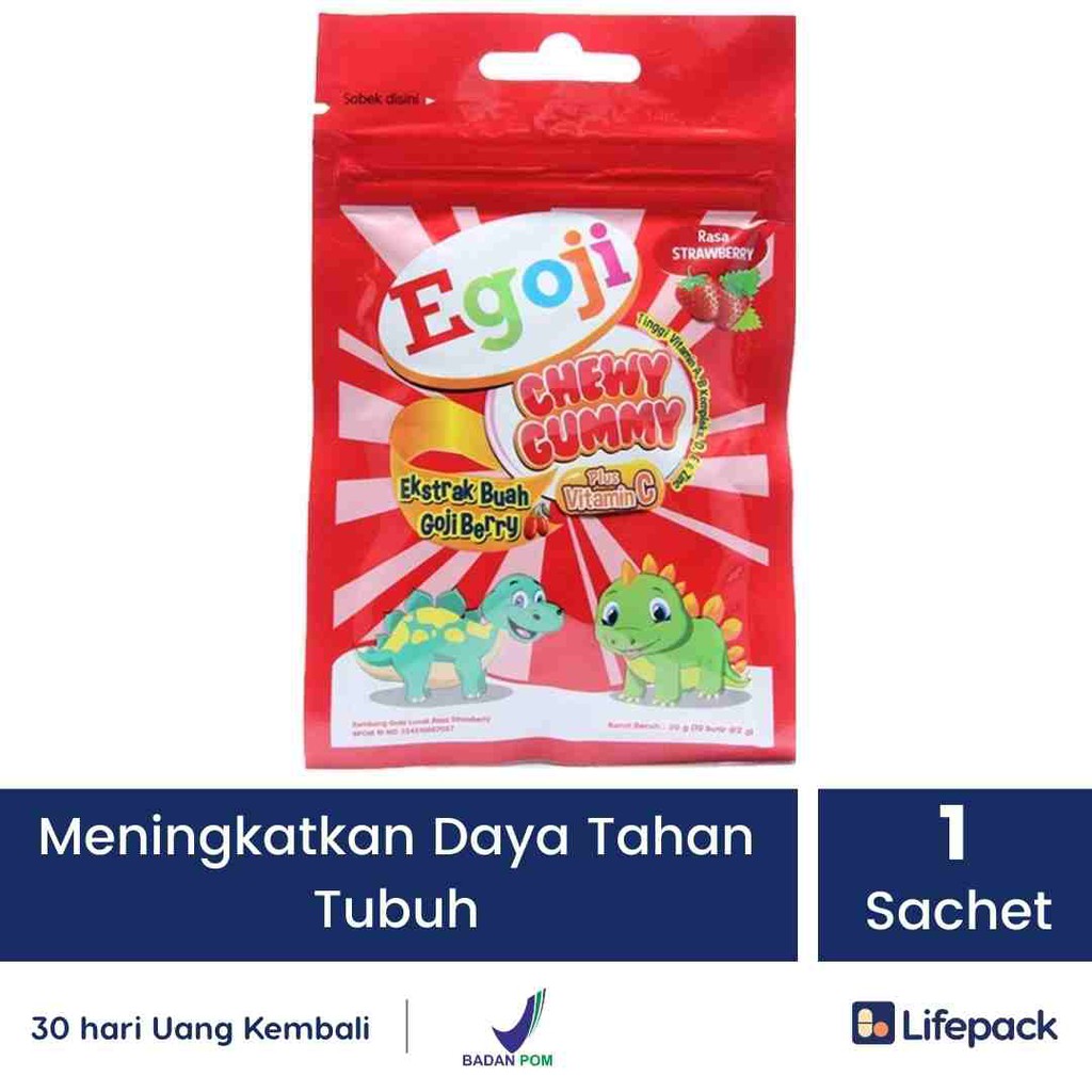 EGOJI CHEWY GUMMY JERUK - Multivitamin - Daya Tahan Tubuh - LIFEPACK-Strawberry