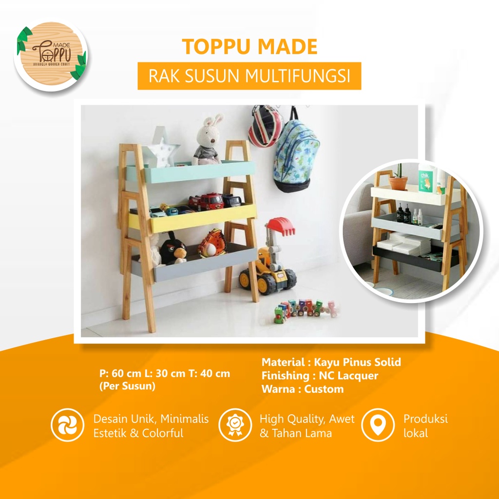 Jual Rak Susun Serbaguna Multifungsi Multi Fungsi Kayu Minimalis Toppu Made Shopee Indonesia