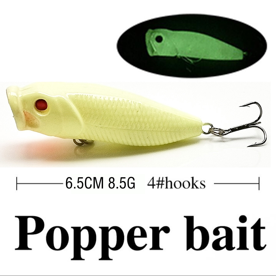 Shengyao 1Pcs Luminous Minnow Fishing Lure Popper Crankbait VIB Pencil Umpan Pancing Ikan Bass Bait Kait Memancing Topwater Floating