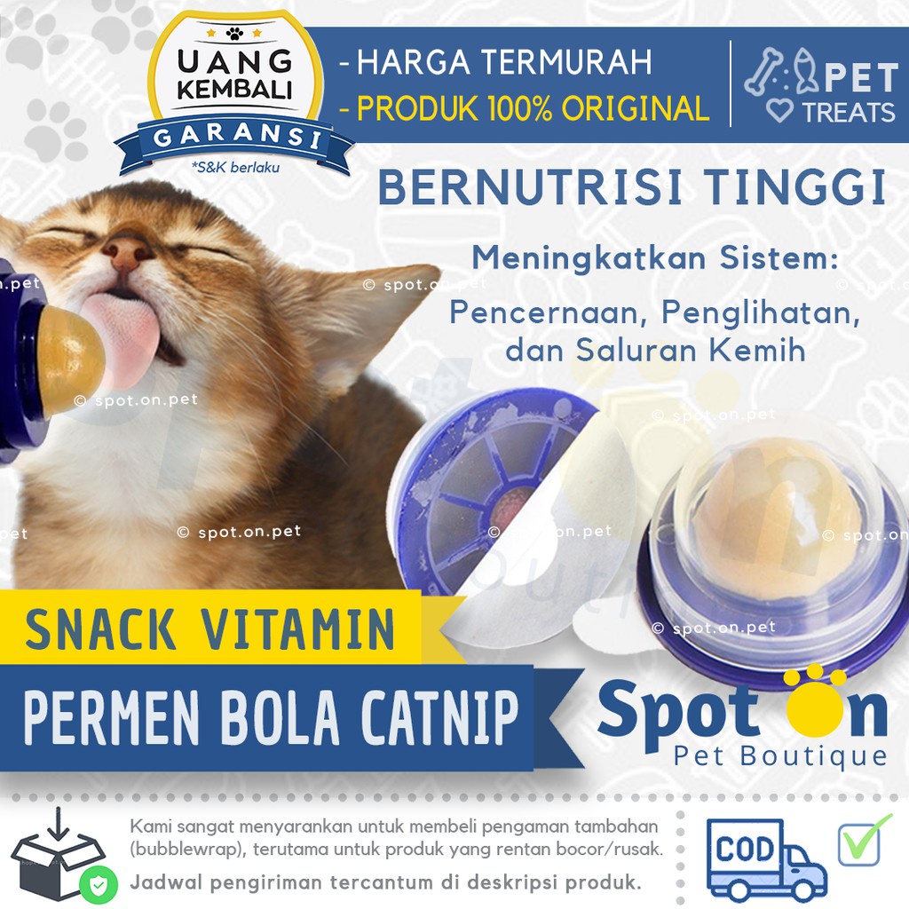 (Premium) Bola Catnip Vitamin Tempel | Permen Energi Vitamin Kucing | Snack Catnip Candy