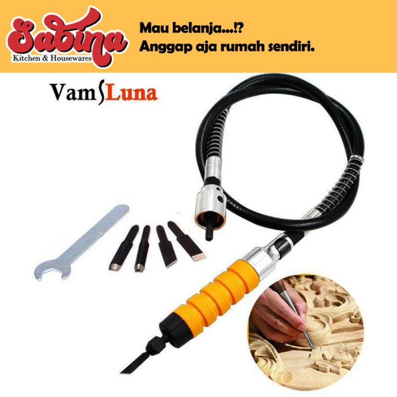 Alat Ukir Kayu Electric Chisel Wood Carving Tool DIY Kuning VamsLuna