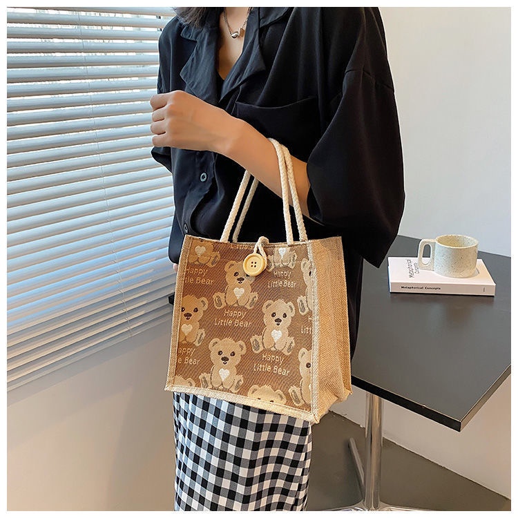 Tote Bag Wanita Import / Tas Tote Bag Kancing Bear Wanita Import