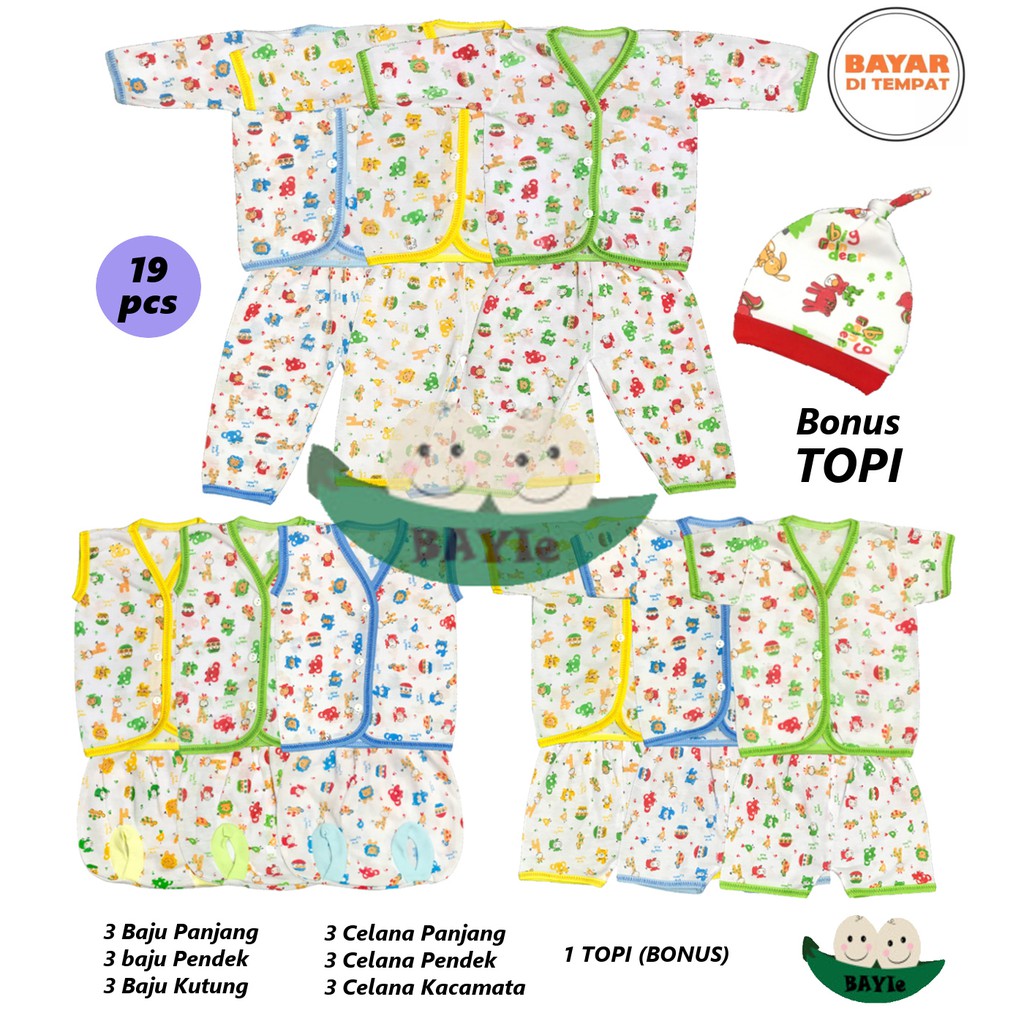 BAYIe - Paket Hemat Perlengkapan Baju Bayi Baru Lahir (New Born) Motif TABUR Ekonomis dan Murah PAKET BAJU TABUR