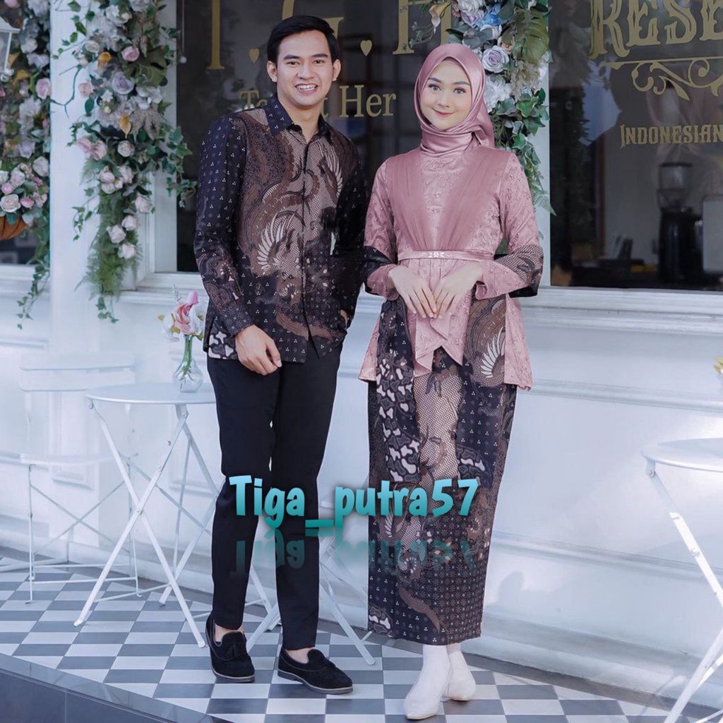 Set couple Kebaya Modern Baju Kebaya batik Couple Pasangan tunangan lamaran wisuda modern