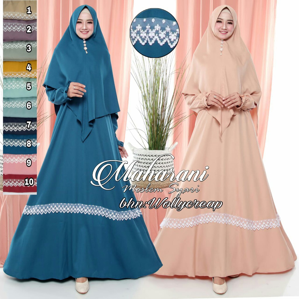 Gamis Syari Set Terbaru Syari Original maharani renda