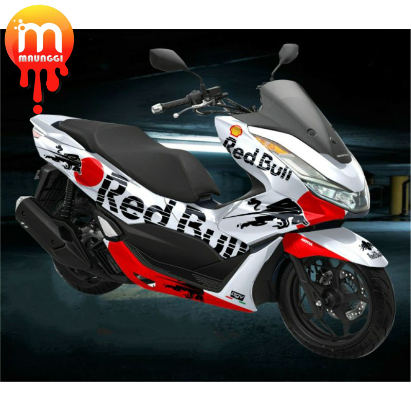 Decal new pcx 160 2021 full body motif red bull white Striping motor pcx 160 Sticker decal pcx 2021
