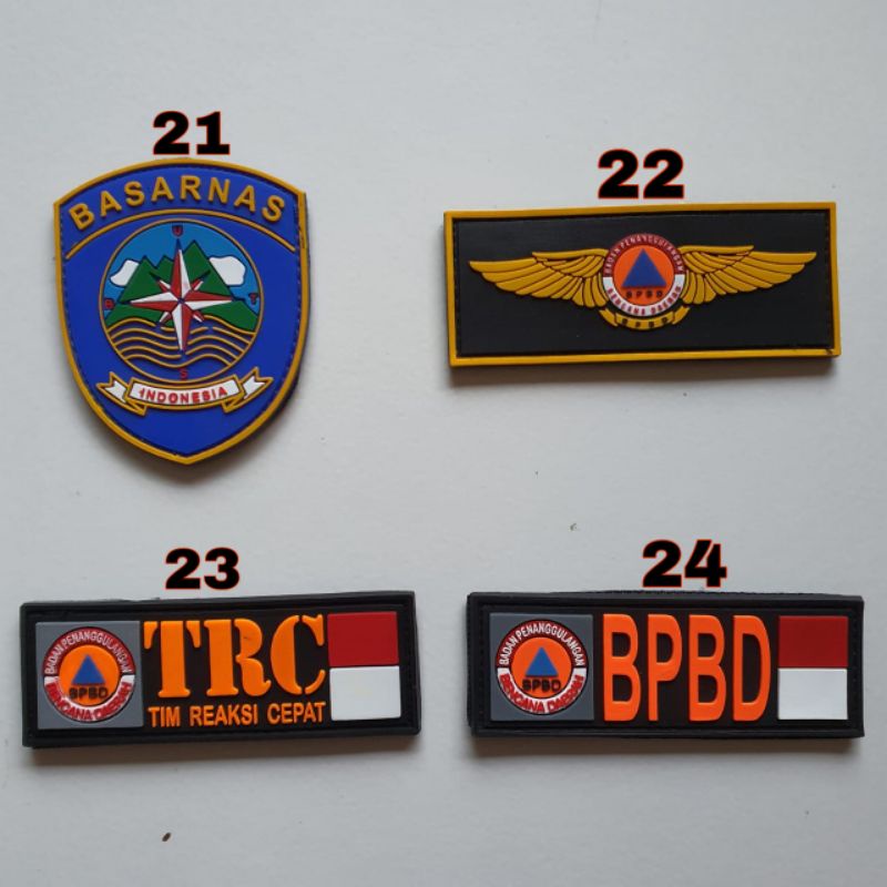 patch rubber logo BPBD/TIMSAR/BASARNAS/TAGANA/RESCUE/tempelan emblem karet velcro