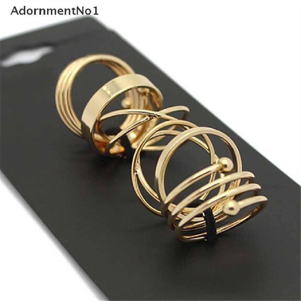 (AdornmentNo1) 6pcs / Set Cincin Buku Jari Aneka Bentuk Bahan Alloy Gaya Punk Untuk Wanita