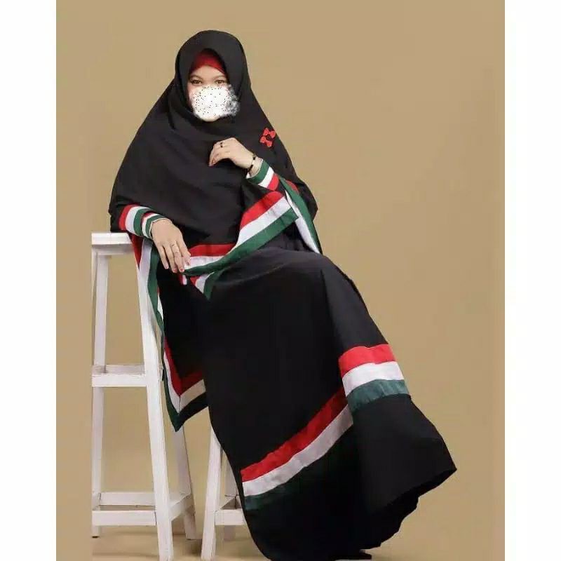 gamis palestine Dewasa satu set jilbab/ Gamis anak satu set jilbab