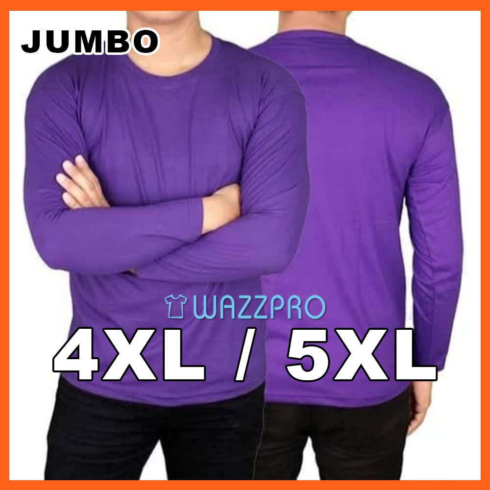 Kaos Pria Wanita Jumbo XXXXL XXXXXL Katun Adem Panjang Ungu Tua