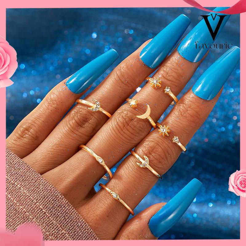 [COD]Cincin Starburst 7PCS Cincin Knuckle Pernikahan Wanita Vintage Kreatif-FA