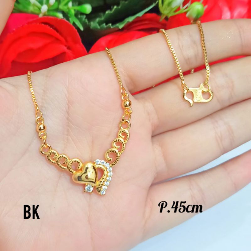 Kalung Dewasa koye permata ukir batik emas Korea *COD*