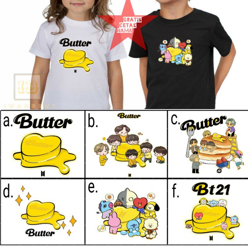 Kaos anak BTS butter logo Album terbaru/baju  BTS Butter logo anak/Tshirt anak BTS Butter terbaru