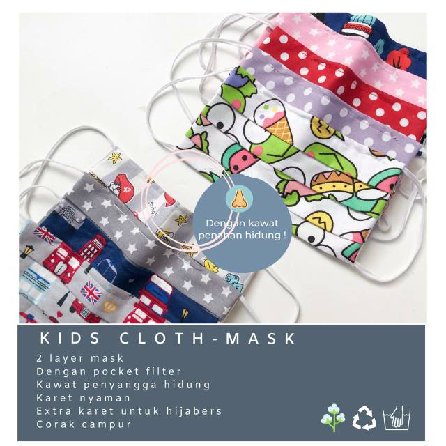 Masker Kain Anak-Anak/ Kids Masker / Masker Karakter