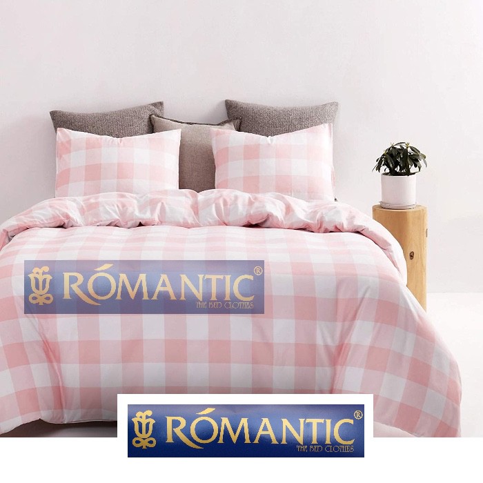 AESTHETIC KOREA Bedcover Sprei emily pink kotak pastel by ROMANTIC gingham pink katun jepang lokal