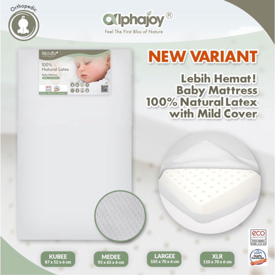 Alphajoy KUBEE Baby Mattress with Mild Cover 100 % Natural Latex 87 x 52 cm Cocok Box Joie Kubbie Babyelle Cloud Alas Tidur Bayi