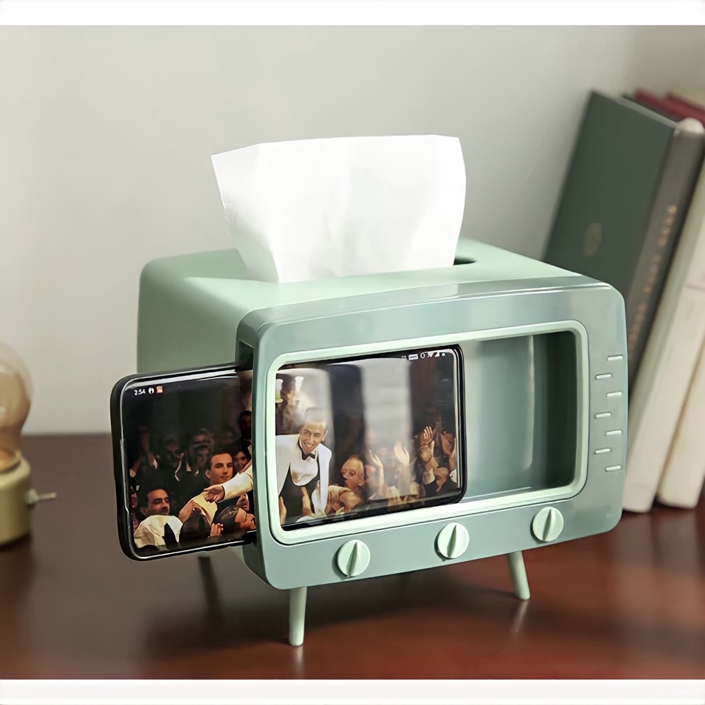 ( BISA COD ) PROMO KOTAK TISSUE BOX ORGANIZER BENTUK TV TEMPAT TISU + STAND PHONE HOLDER / KOTAK TISU LUCU / HOME OFFICE DECOR / TEMPAT PENYIMPANAN TISSUE / KOTAK TISU VIRAL / TEMPAT TISSUE DENGAN HOLDER HP / TEMPAT TISU 2IN1